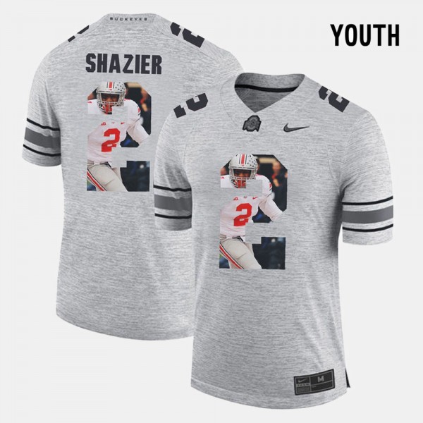 Ohio State Buckeyes Ryan Shazier Youth #2 Gray Pictorial Gridiron Fashion College Football Jersey 2404TOGY0